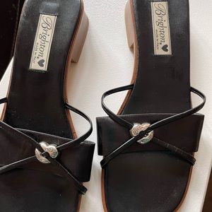 Brighton Sandals; size 8; black leather; made in Italy.
